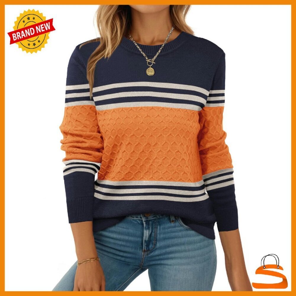 Soft Crewneck Pullover Sweater Long Sleeve Knit Top Fall Fashion